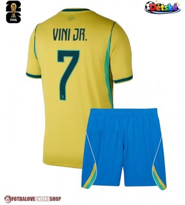 Brazílie Vinicius Junior #7 Domácí dres komplet pro Děti MS 2026 Krátkým Rukávem (+ Krátké kalhoty)